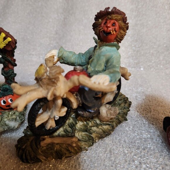 Halloween Figurine And Candle Holder Trio Set Witch Pumpkinhead Ghost - Picture 4 of 11